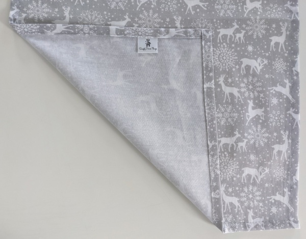 Christmas Silver Grey White Stag and Snowflake Table Runner 100-250cm